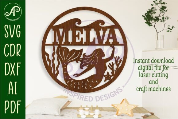 Download Mermaid Name Sign Svg Laser Cut Template - Laser cut template Collection
