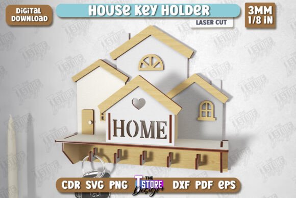 Download Wall House Key Holder Laser Cut | CNC - Premium Resources