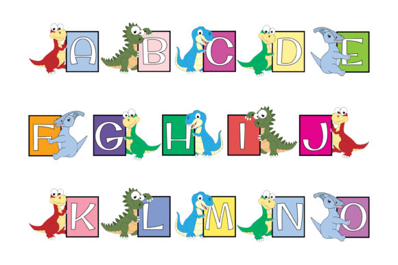 Download Cute Dinosaur with Alphabet Letters - Letters Collection