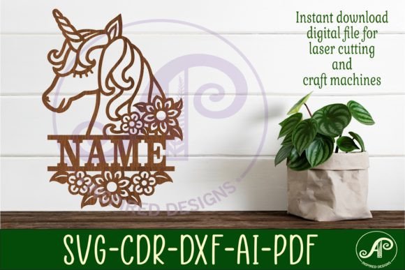 Download Unicorn Name Sign Svg Laser Cut Template - Laser cut template Collection