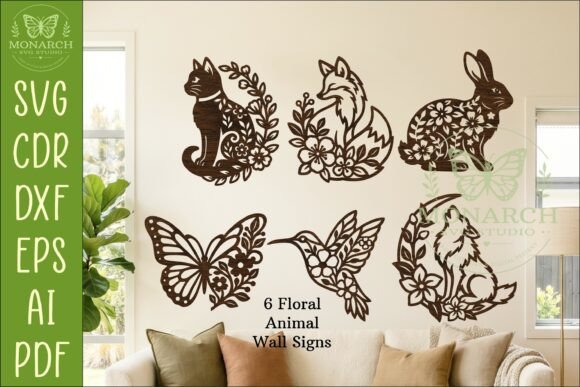 Download Floral Animal Wall Sign Bundle SVG Decor - Animal wall sign Collection