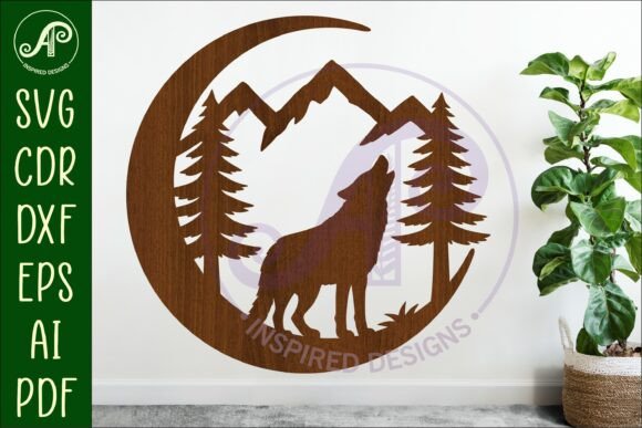 Download Crescent Moon Wolf Animal Wall Sign - Animal wall sign Collection