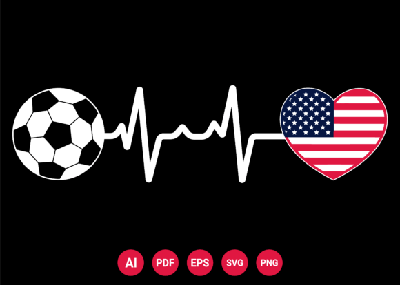 Download USA Flag Football Soccer Heartbeat - Football Collection