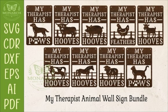 Download My Therapist Animal Wall Sign Bundle SVG - Animal wall sign Collection