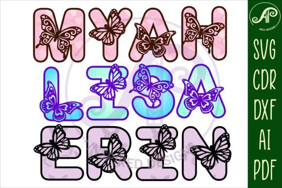 Download Butterfly Letters Alphabet Set 60 SVG - Letters Collection