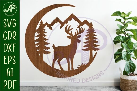 Download Crescent Moon Deer Animal Wall Sign - Animal wall sign Collection