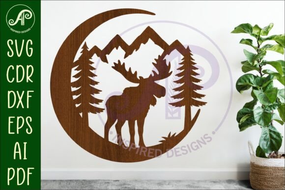 Download Crescent Moon Moose Animal Wall Sign - Animal wall sign Collection