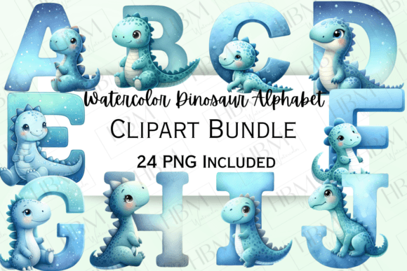 Download Watercolor Dinosaur Letters Clipart - Letters Collection