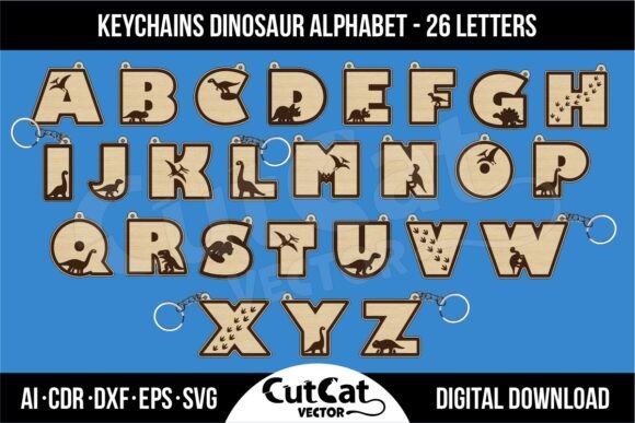 Download Keychain Alphabet Dinosaurs Letters SVG - Letters Collection