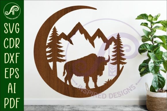 Download Crescent Moon Bison Animal Wall Sign - Premium Resources