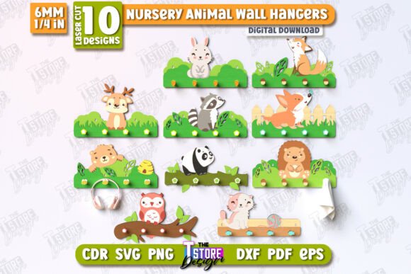 Download Nursery Animal Wall Hanger Laser Cut Set - Wall hanger Collection