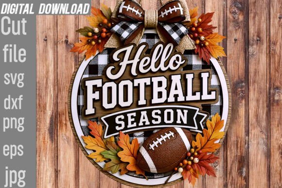 Download Hello Football Season, Fall Door Sign - Football Collection