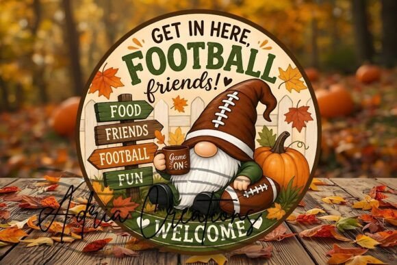 Download Football Gnome Fall Door Sign, Wreath - Football Collection